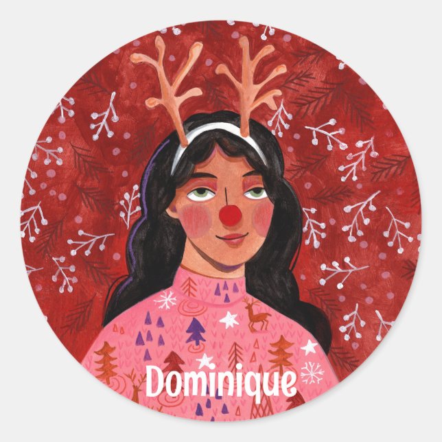 Pegatina Redonda Paquete de nombres personalizado para Navidades fe (Anverso)