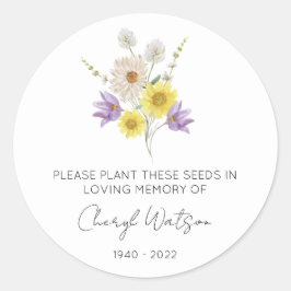 Pegatina Redonda Paquete de semillas conmemorativas de flores silve