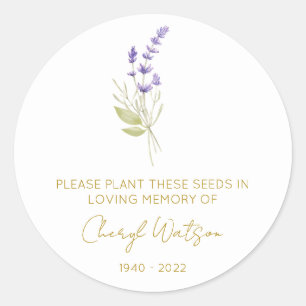Pegatina Redonda Paquete de semillas conmemorativas de lavanda simp