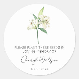Pegatina Redonda Paquete de semillas conmemorativas Simple Lily