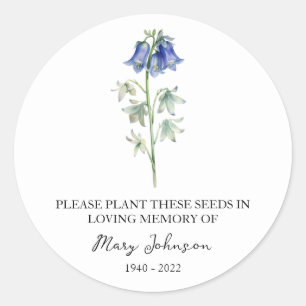 Pegatina Redonda Paquete de semillas de funerales Bluebell Memorial
