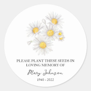Pegatina Redonda Paquete de Semillas Funerales Chamomile Memorial