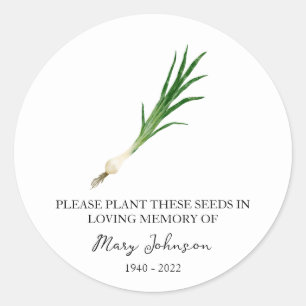 Pegatina Redonda Paquete de Semillas Funerales Chive Memorial