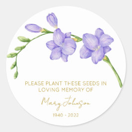 Pegatina Redonda Paquete de semillas funerarias conmemorativas de F