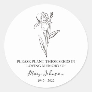 Pegatina Redonda Paquete De Semillas Para Funerales Iris Memorial