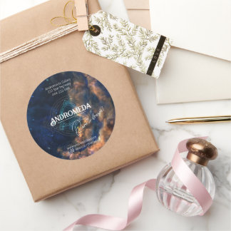 Pegatina Redonda Paquete de suministros comerciales cósmicos de gal