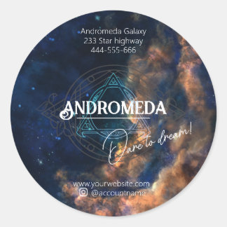 Pegatina Redonda Paquete de suministros comerciales cósmicos de gal