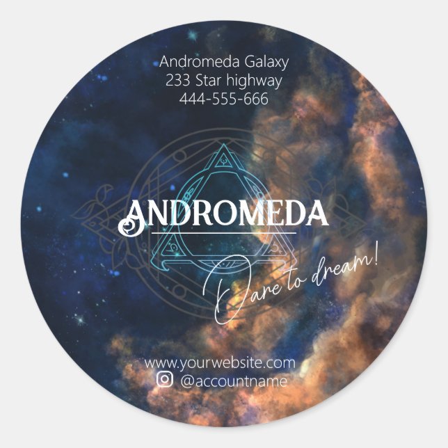 Pegatina Redonda Paquete de suministros comerciales cósmicos de gal (Anverso)