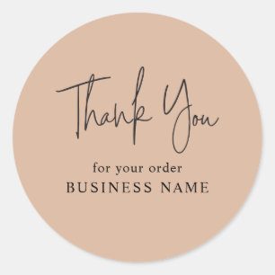 Pegatina Redonda Paquete minimalista de Rubor Pink Business Gracias