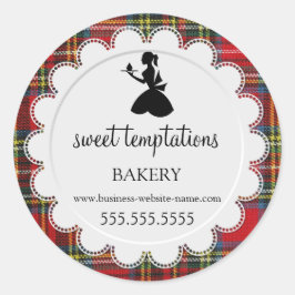 Pegatina Redonda Paquete Silhouette Lady Cupcake Tartan Bakery