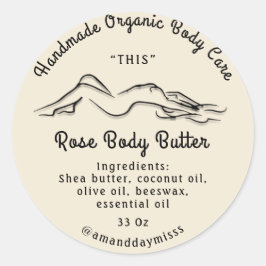 Pegatina Redonda Paquetes de cuidado de bálsamo para mantequilla co