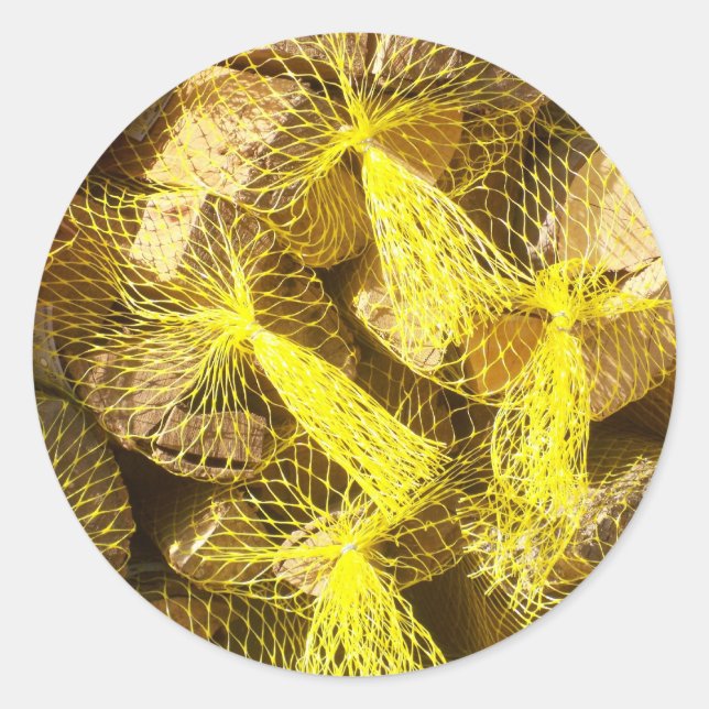 Pegatina Redonda Paquetes de leña (Anverso)