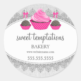 Pegatina Redonda Paquetes de pastelería de pastelería