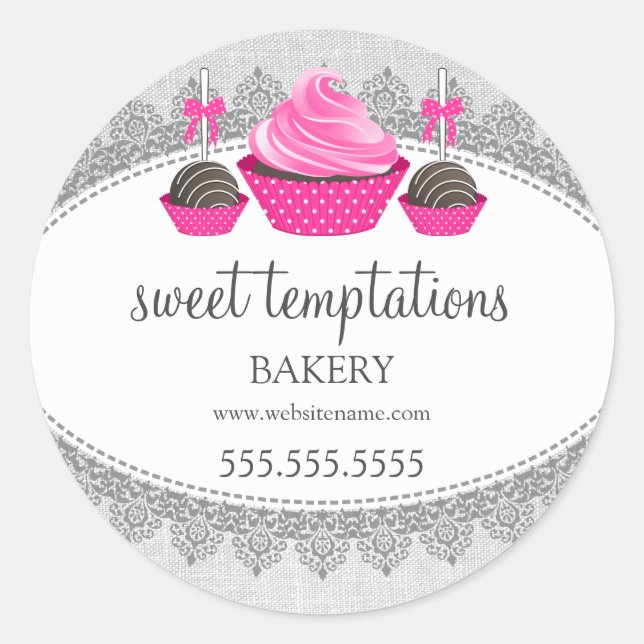 Pegatina Redonda Paquetes de pastelería de pastelería (Anverso)