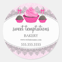Pegatina Redonda Paquetes de pastelería de pastelería