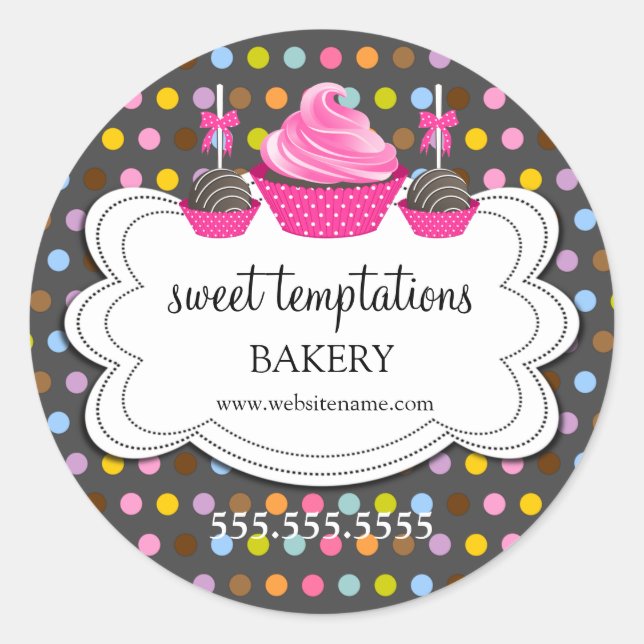 Pegatina Redonda Paquetes de pastelería de pasteles de pasteles de  (Anverso)