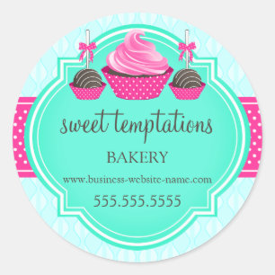 Pegatina Redonda Paquetes de pastelería y pastelería