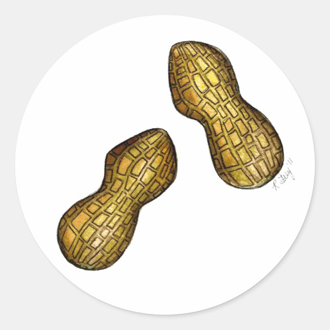 Pegatina Redonda Par de cacahuetes de cacahuete (Anverso)