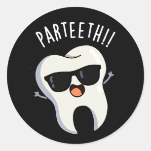 Pegatina Redonda Par-teeth Chistes Divertidos de Odontología con Fo