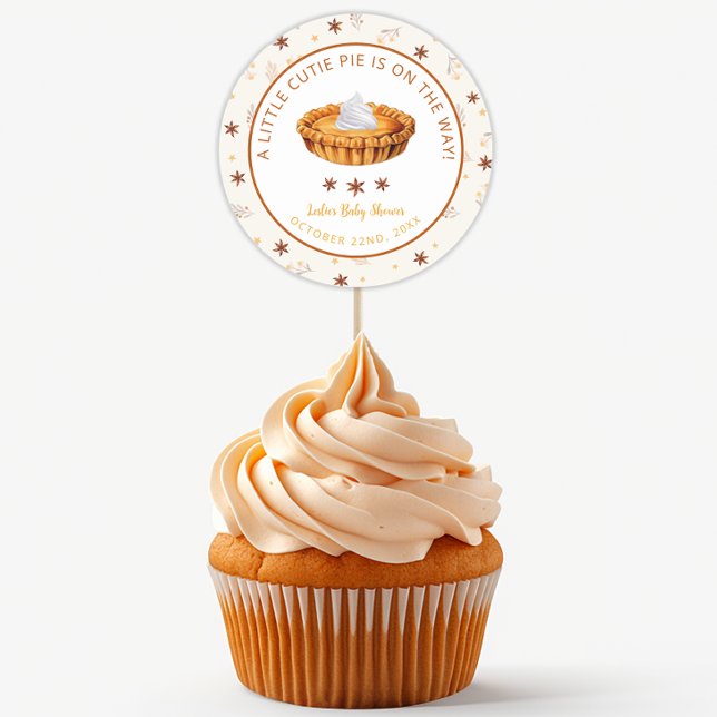 Pegatina Redonda para Baby Shower Cutie Pie (Autumn Baby Shower Favor Stickers)