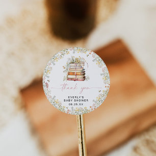 Pegatina redonda para baby shower de cuento de had