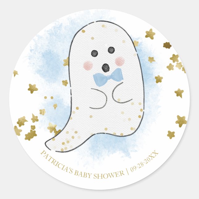 Pegatina redonda para baby shower de Halloween de  (Anverso)