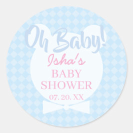 Pegatina redonda para baby shower Oh baby
