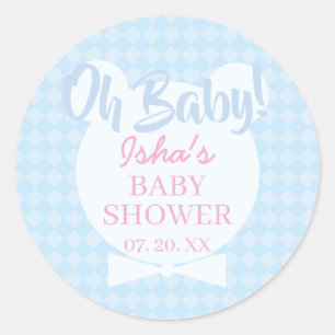 Pegatina redonda para baby shower Oh baby