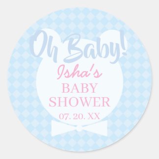 Pegatina redonda para baby shower Oh baby