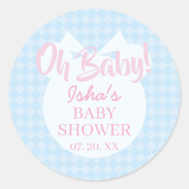 Pegatina redonda para baby shower Oh baby