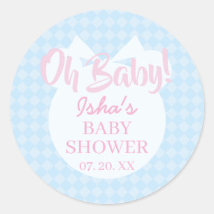 Pegatina redonda para baby shower Oh baby