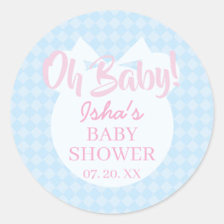 Pegatina redonda para baby shower Oh baby