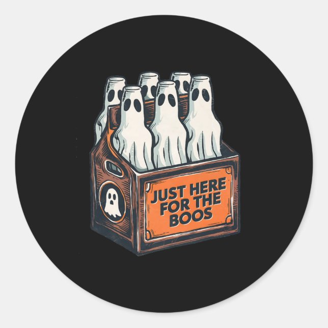 Pegatina Redonda Para Boos Halloween 6 Pack Booze Ghost Beer Bot (Anverso)