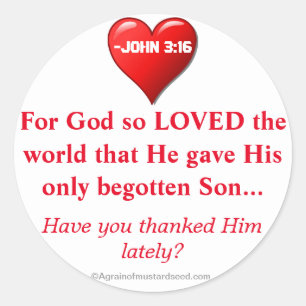 Pegatina Redonda Para dios amado tan el 3:16 de Juan del mundo