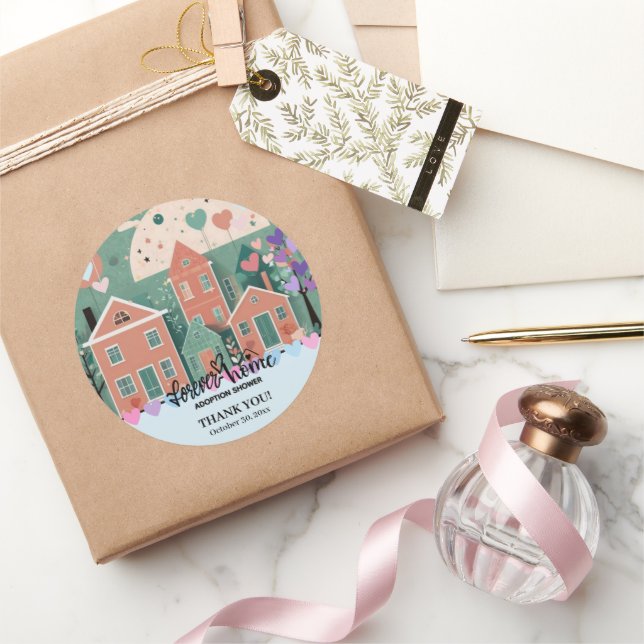 Pegatina Redonda Para el hogar Pastel Heart Adopción Ducha para el  (Regalar)