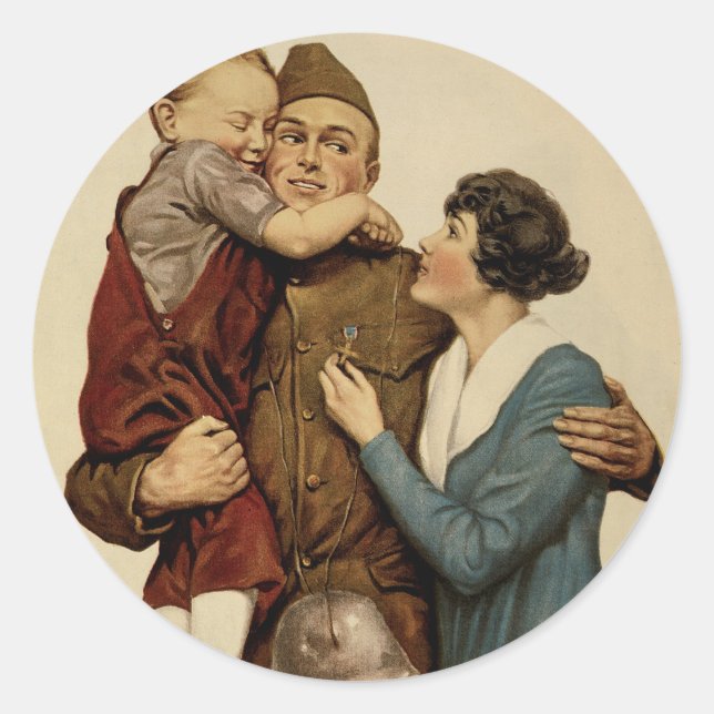 Pegatina Redonda Para el hogar y el país (Anverso)