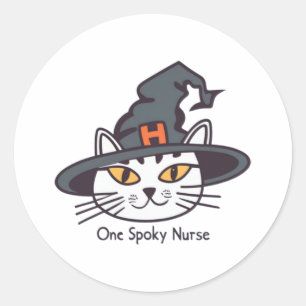 Pegatina Redonda Para los fans de la línea felina, un gato de enfer