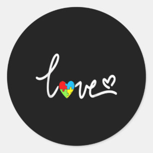 Pegatina Redonda Para los hombres Mujeres Autismo Conciencia Tee Pl