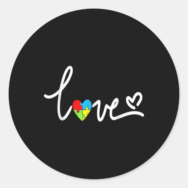 Pegatina Redonda Para los hombres Mujeres Autismo Conciencia Tee Pl (Anverso)