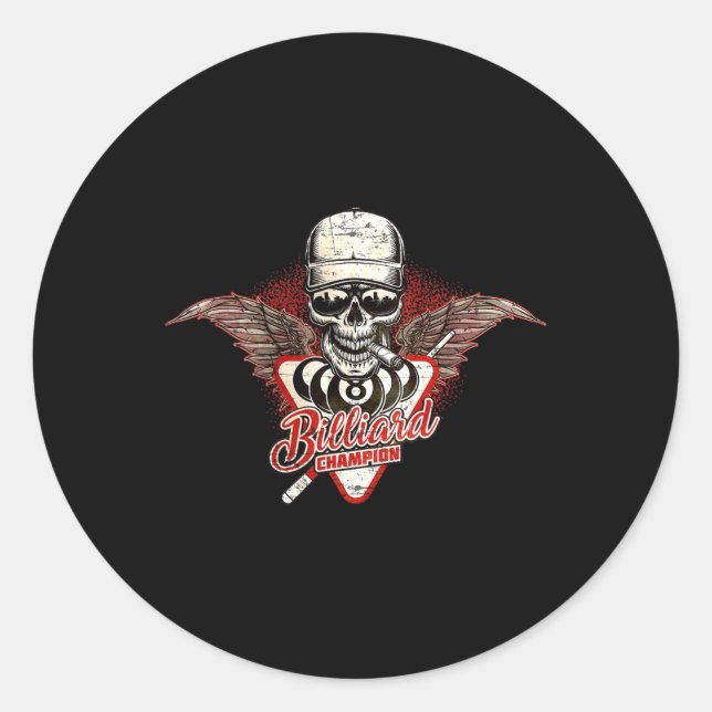 Pegatina Redonda Para los jugadores campeones de Billiards - Esquin (Anverso)