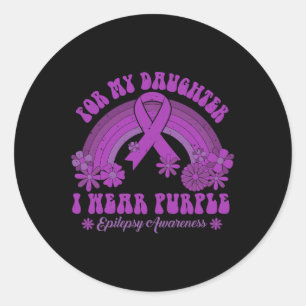 Pegatina Redonda Para Mi Hija Uso La Epilepsia Púrpura.