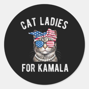 Pegatina Redonda Para Mujeres De Gato Kamala Harris, Usa 2024