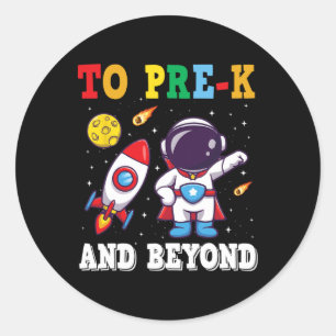 Pegatina Redonda Para Pre K Y Más Allá Astronauta De Regreso A La E