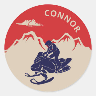 Pegatina Redonda Para Snowmobilers Snowmobile Gráfico personalizad