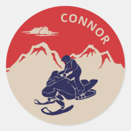 Pegatina Redonda Para Snowmobilers Snowmobile Gráfico personalizado