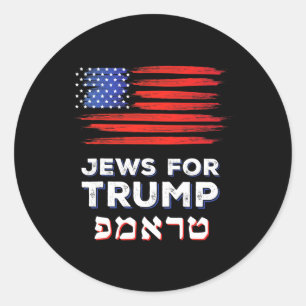 Pegatina Redonda Para Trump 2024 Israel Usa Hebreo Electo Judío V