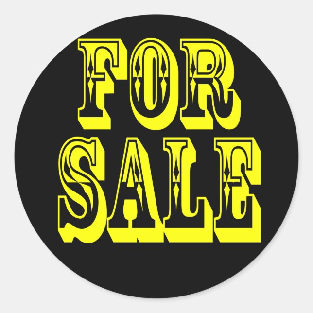 PEGATINA REDONDA PARA VENTA 2 AMARILLO EN NEGRO (Anverso)