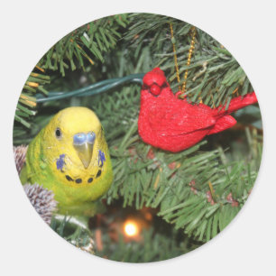 Pegatina Redonda Paracaídas en un árbol de Navidad