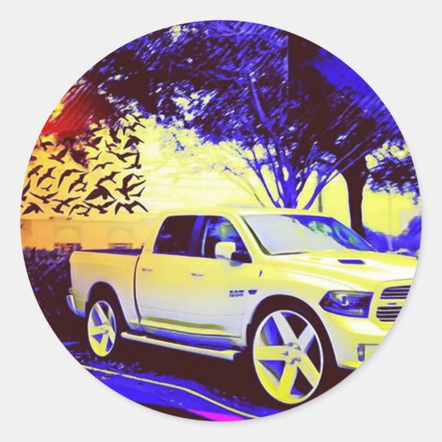 PEGATINA REDONDA PARADA DE CAMIONES DE MID-KNIGHT (Anverso)