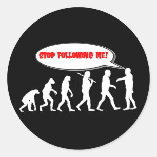 Pegatina Redonda Parada de la evolución/de la creación que me sig